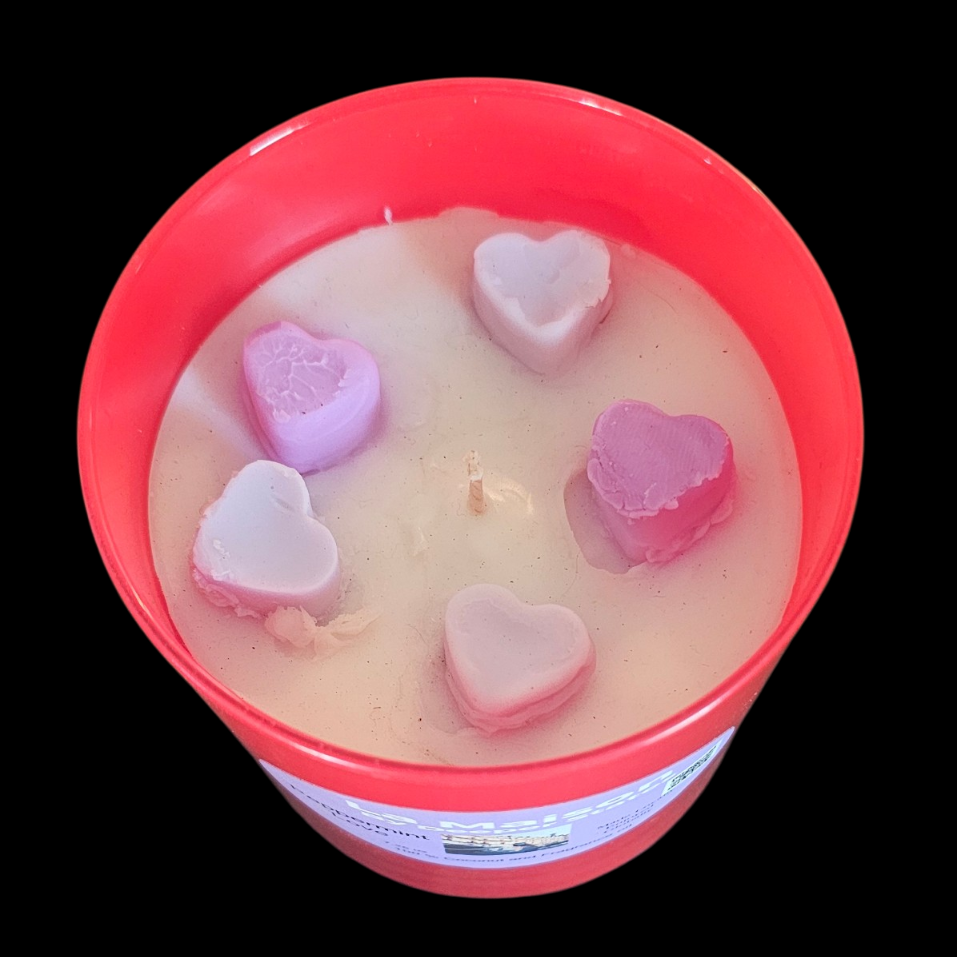 Peppermint Love Candle – Heart Embeds
