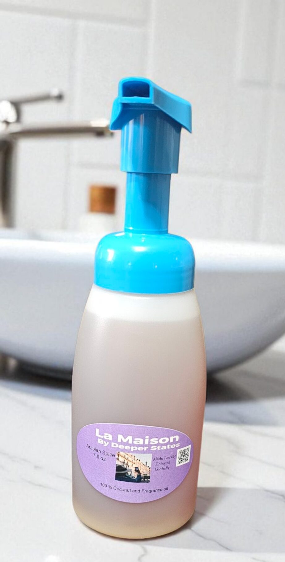 Foaming hand soap for your sink or in use at your Airbnb.