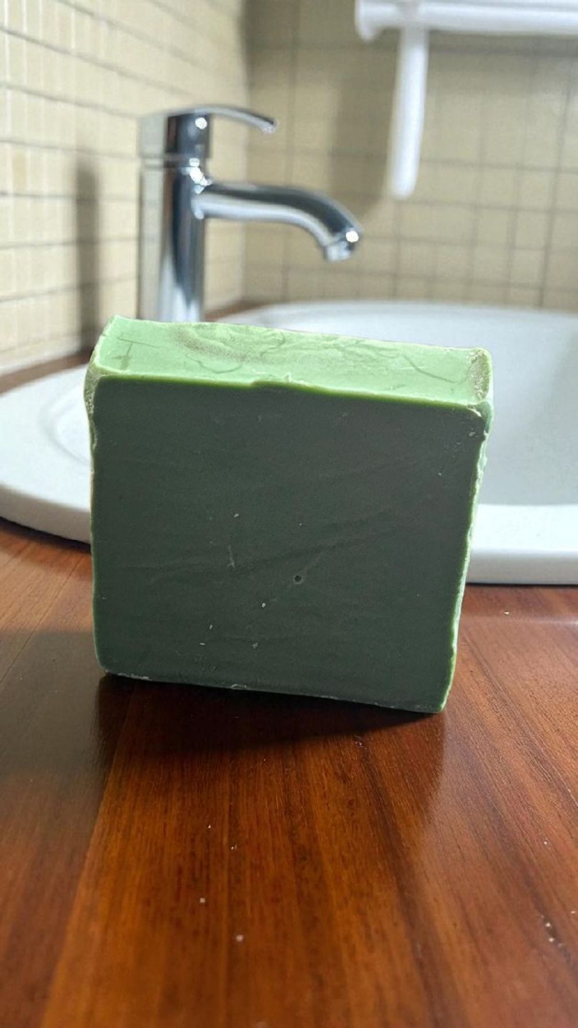 Our dark green bar of cold process soap