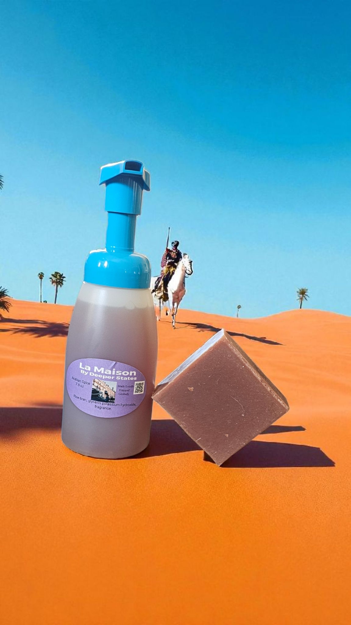 Arabian Spice and image of our combo pack that has the foaming soap and a hand size bar